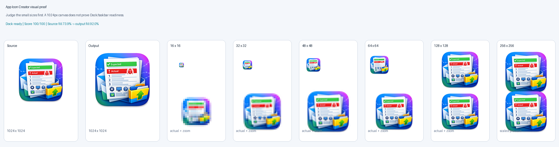 Repro Pack icon proof sheet generated by App Icon Creator.