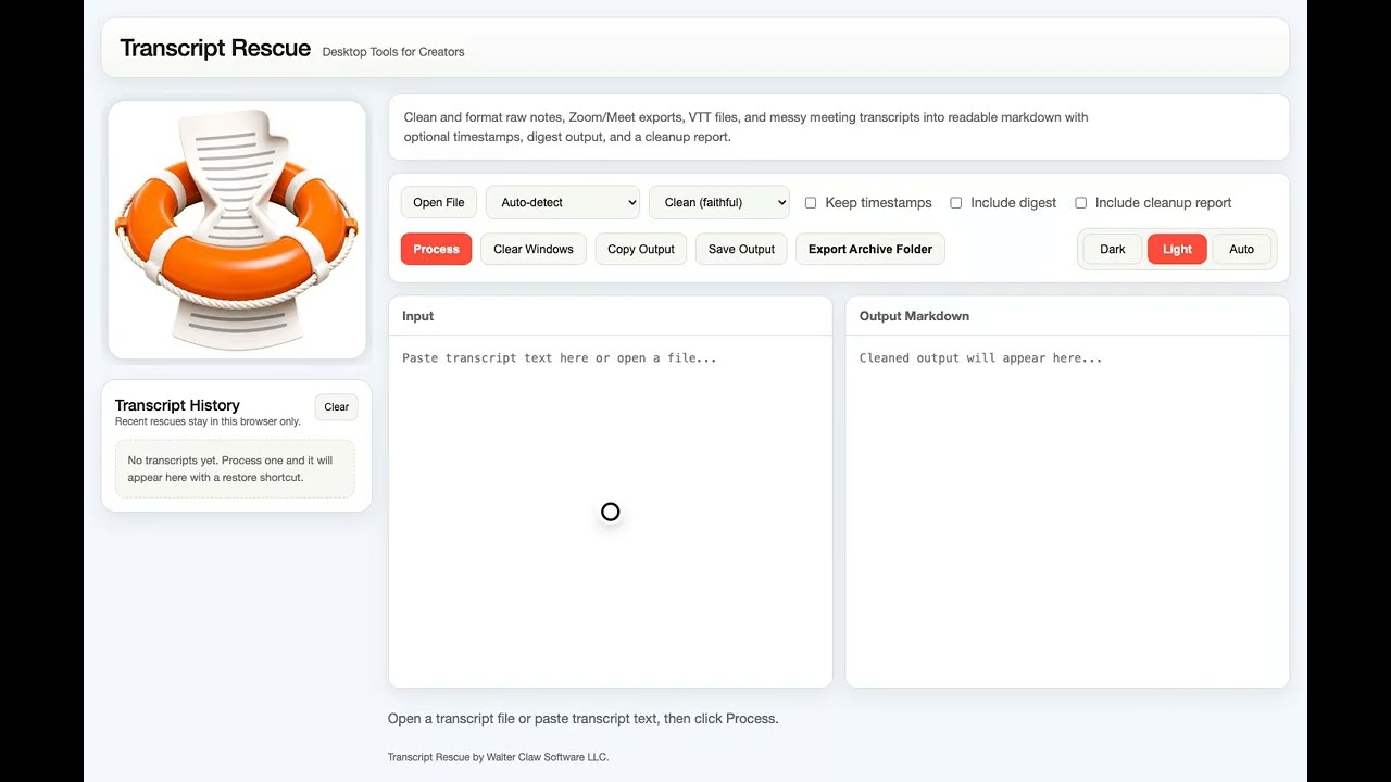 Transcript Rescue demo video preview
